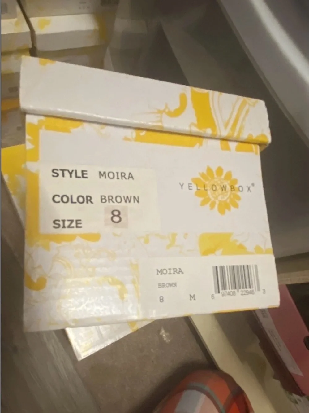 Yellow Box Brown Moira Shoe Box with Yellow Floral Print - Picture 2 of 5